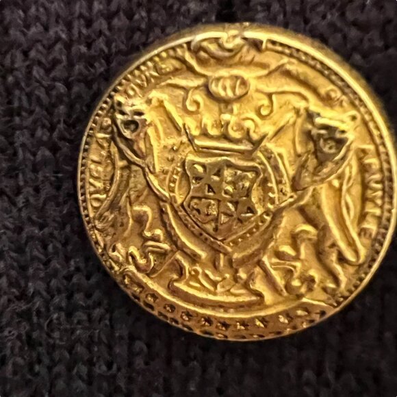 Vintage Cardigan Gold Button Argyle Academia Wool Blue Old Money Grandpa Size M - Picture 3 of 12